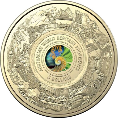 Moneda esmerilada de color sin circular de 5$ del Patrimonio Mundial de 2023 - Imagen 2 de 3