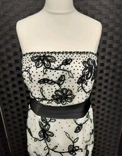 Lovely Dynasty Prom/Occasion Dress in White with Black Sequin Floral Detail 14