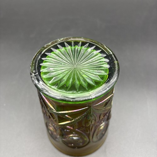 Northwood Green Wishbone Carnival Glass Tumbler - Picture 7 of 9