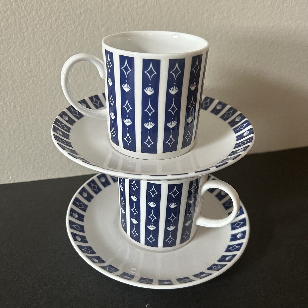 VTG Set of 2 Wedgwood Espresso Coffee Cups & Saucers Mercury C2104