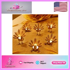 Set of 6 Bronze Turkey Tea Light Candle Holders for Elegant Thanksgiving Decor