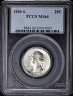 1950-S 25C Washington Quarter PCGS MS66
