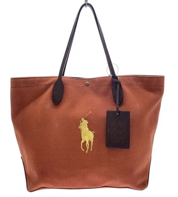 Sac fourre-tout Ralph Lauren en toile marron et cuir sac à bandoulière pour f... - Photo 1/4