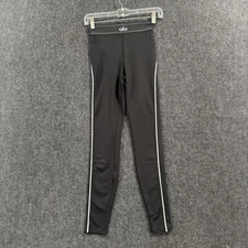 Alo Yoga Pants Womens XS Black White Trim Side Stripe Athletic Leggings