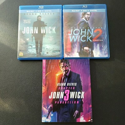 John Wick 1, 2, 3 Blu Ray + DVD + Digital Keanu Reeves