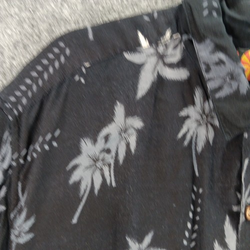 Camisa Hawaiana Bulls Eye Para Hombres Grande Negra Palmeras Estampado Tabla de Surf Rayón Playa - Imagen 10 de 19