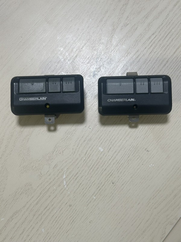 Two (2) Chamberlain Garage Door Opener Remotes with Clip Tested - Model 953ESTD