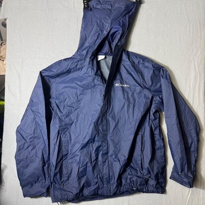 Columbia Omni-Tech Rain Jacket XXL Navy Blue Waterproof Hooded Shell MB479