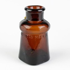 Bixby Dark Amber Olive Tint Master Ink Bottle, Antique c.1883 Shoe Polish, As Is