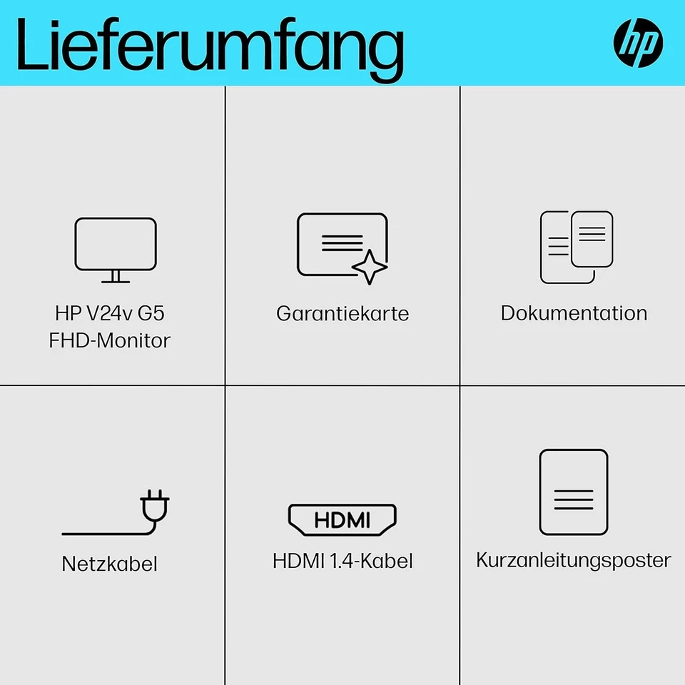 HP V24v G5 Monitor 23.8" FHD 1920x1080 VA Panel VGA HDMI AMD FreeSync 75Hz 5ms - Bild 4 von 4