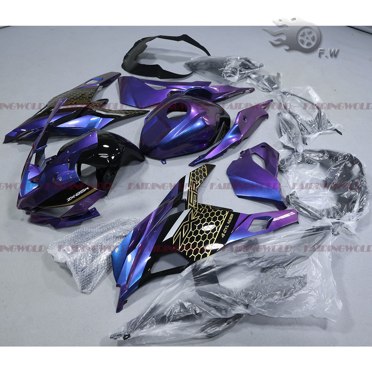 Gradient Purple & Blue Fairing Kit For Kawasaki Ninja ZX4R ZX4RR