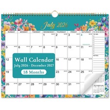 Calendar 2026-2027 - Wall Calendar 2026-2027, July 2026 - December 2027, 14.6...