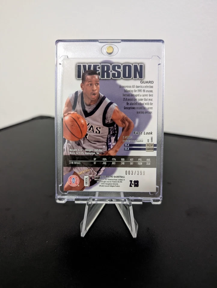 2012-13 Fleer Retro Allen Iverson Rave #d 3 /399 Skybox Z-Force Hoyas 76ers 1/1 - Image 3 of 4