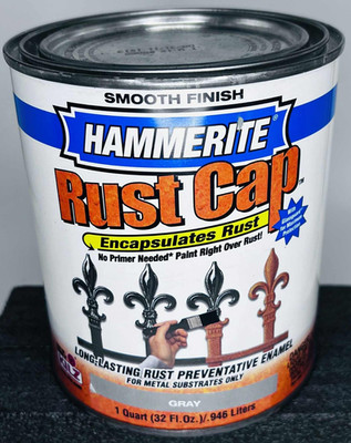 Hammerite Rust Cap,  Smooth Gray Finish,  Metal Paint & Primer,  1 Quart Can HTF