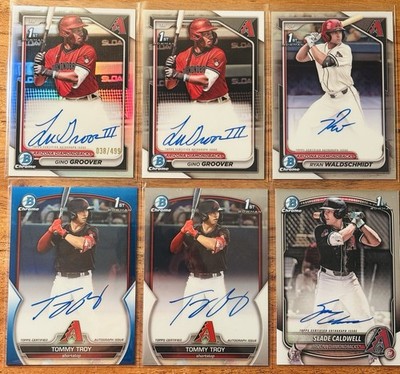 2026 Arizona RC Auto 6x Lot - Bowman 1st Tommy Troy /150 Blue Ryan Waldschmidt