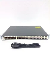 CISCO Catalyst WS-C3750-48PS-S 48 Ports POE Network Switch w/Rack Ears WORKING