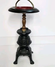 MCM Floor Cast Aluminum Ashtray Stand  21” Pot Belly Stove Crown Creative VTG