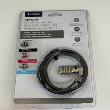 Targus Defcon Universal 3-in-1 Cable Lock Laptop / Notebook Lock New Sealed