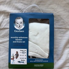Monthly Milestone Blanket Gerber Baby Boy w/ Frame Cute Dog Theme New In Box