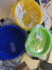 Sand Sifter Sieves Toy Sand Beach Sandpit 6 Pk Yellow Green Blue Kids Play