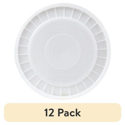 5 Gallon Round Plastic Utility Bucket Lid White 12 Pack