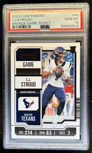 2023 Contenders C.J. Stroud RC Game Ticket Bronze Season #40 Texans PSA 10