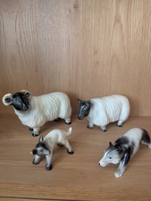 Melba Ware Vintage Old English Set 1 Sheep 1 Ram 1 Dog 1 Lamb Figurine Set of 3