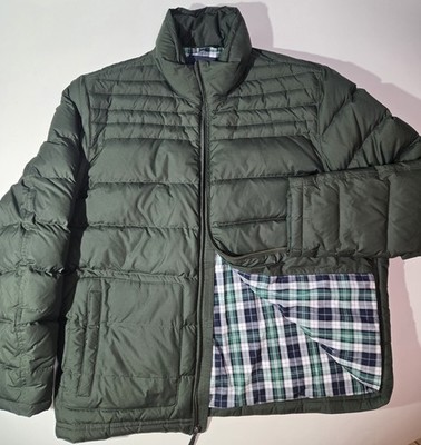 Brooks Brothers Quilted Puffer Jacket Men's Large Green Duck Down Insulated HW