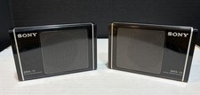Pair Vntg 1980  s Sony SRS-11 Stereo Active Speakers System for Walkman Untested