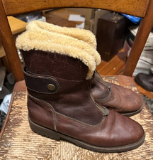 Ralph Lauren Vintage leather sherpa lined Ankle Boots front zip Rare 8.5 B