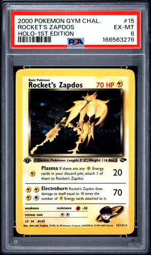 Rocket's Zapdos (1st Edition) graded PSA 6 for sale on eBay
