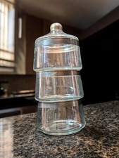 Clear Glass Stackable Cylinder Canister Jar Set, 3pcs, With Lids