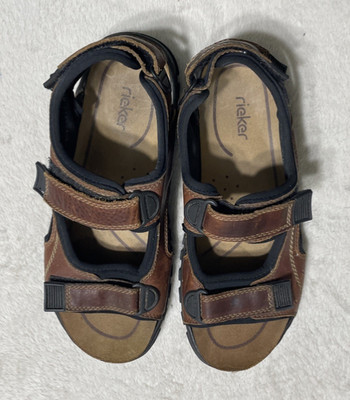 Mens Rieker Size 10 Strap Sandals Brown Trekking Hiking Slide