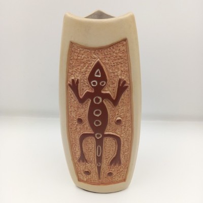 Da Jing Tao Yi chinesische Keramik Stammes Azteken Motiv Stil 3-seitige Vase 21 cm
