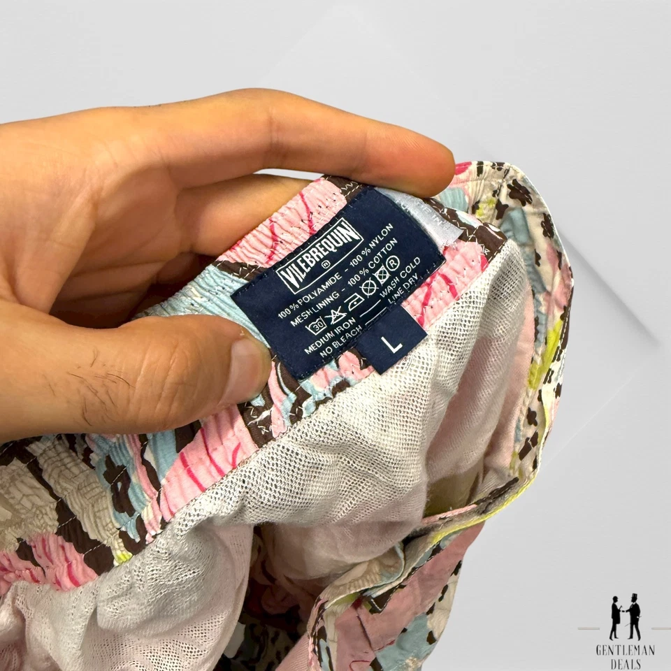 Bañador Vilebrequin Para Hombre Grande Azul Rosa Floral Tortuga Board Shorts Playa Foto 2 de 4