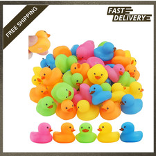 50 Pcs Mini Rubber Duck Bath Toys Multicolor Floating Baby Shower Party Pool