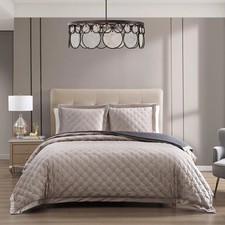 Bebejan 3-Piece Velvet Comforter Set 100% Polyester King/Queen Solid