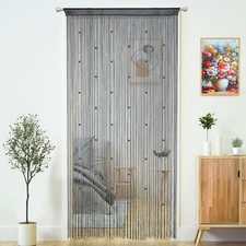 YaoYue Beaded Curtain Door String Curtains for 39"W x 79"L Pack of 1 , Grey