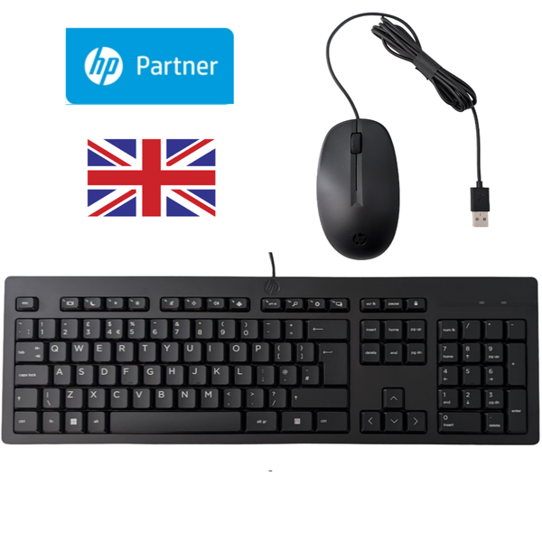 Hp Kabelgebundene Tastatur Maus Set Usb Schwarz Slim Uk Qwerty FüR Pc...-image