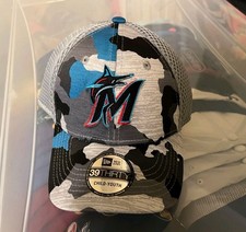 Miami Marlins New Era Blue Camo 39Thirty Child Youth Stretch Hat Cap MLB