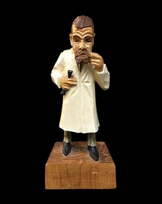 Hand Carved Wooden Doctor Surgeon Sculpture Made In Germany Vintage