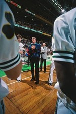 Larry Bird Boston Celtics takes part in pregame activities prior t- Old Photo