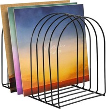 9 Slot Vertical Metal Vinyl Record Storage Shelf Black