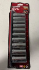 Husky 10 Piece Deep Socket Set - SAE - 3/8 Inch Drive - 6 Point - 634 689