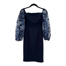 Eliza J Dress off the shoulder sheer sleeves blue size 0 