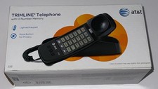 AT T Trimline Telephone Black 210 Lighted Keypad Corded 12 Number Memory