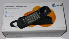 AT&T Trimline Telephone Black 210 Lighted Keypad Corded 12 Number Memory