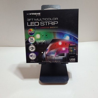 Xtreme Lit 3 Ft. Led Light Strip w/Adhesive Backing and 16 Color Modes. Sound Ac