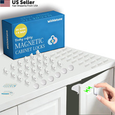 Withletune Magnetic Cabinet Locks Baby Proofing  24-Pack with  Standard, White