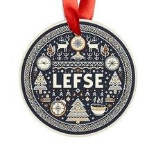 LEFSE Nordic Holiday Food, Personalized Round Acrylic Ornament Gift